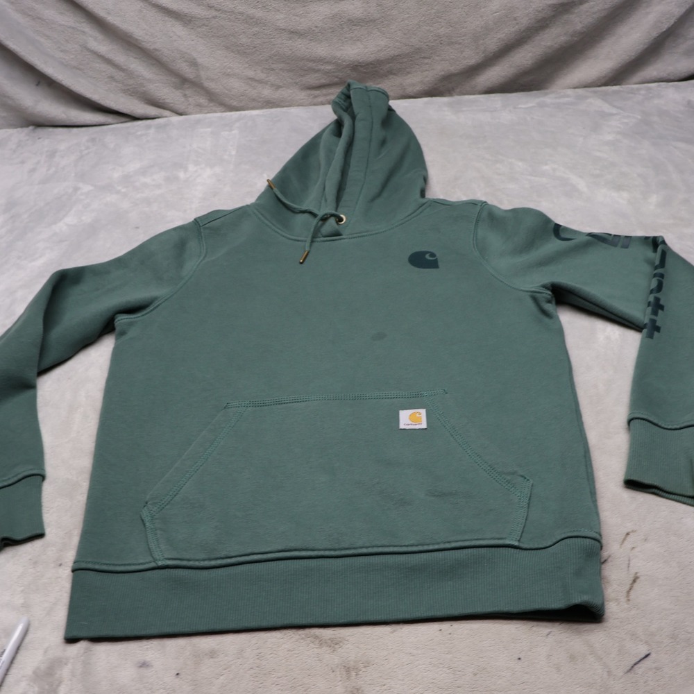 Carhartt Hoodie Women Small 4-6 Green Iconic Clarksburg Pullover Relaxed Fit
